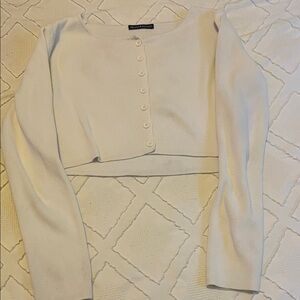 Brandy Melville White Button-Up Crop Top